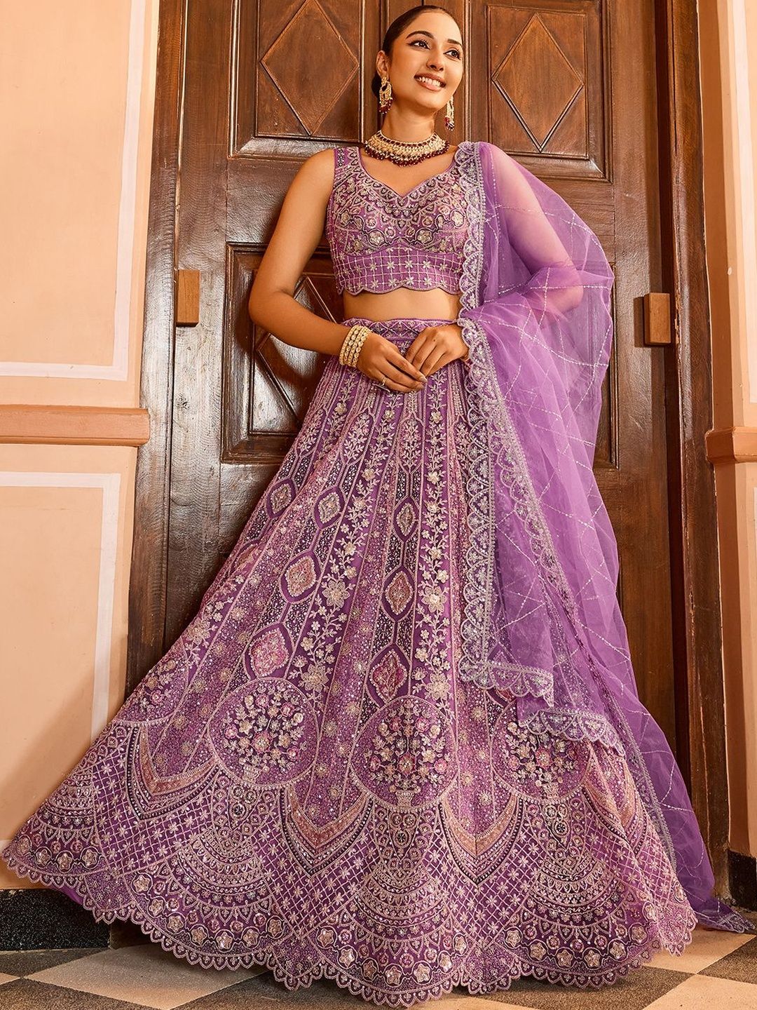 panchhi Embroidered Sequinned Semi-Stitched Lehenga & Unstitched Blouse With Dupatta-picture-28