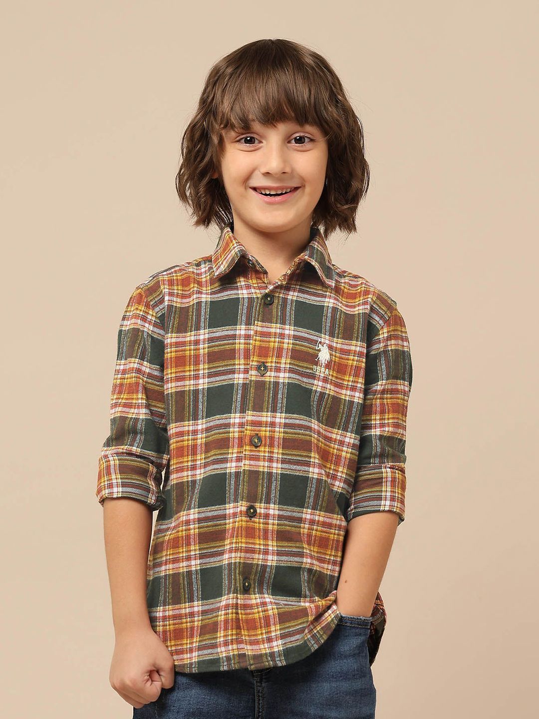 U.S. Polo Assn. Kids Boys Tartan Checks Checked Casual Shirt-picture-28