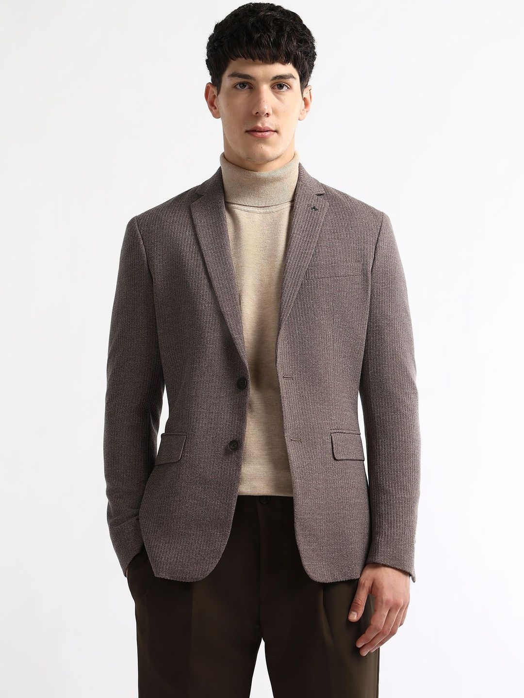Arrow Zero Calorie Textured Long Sleeves Slim Fit Blazer-picture-16