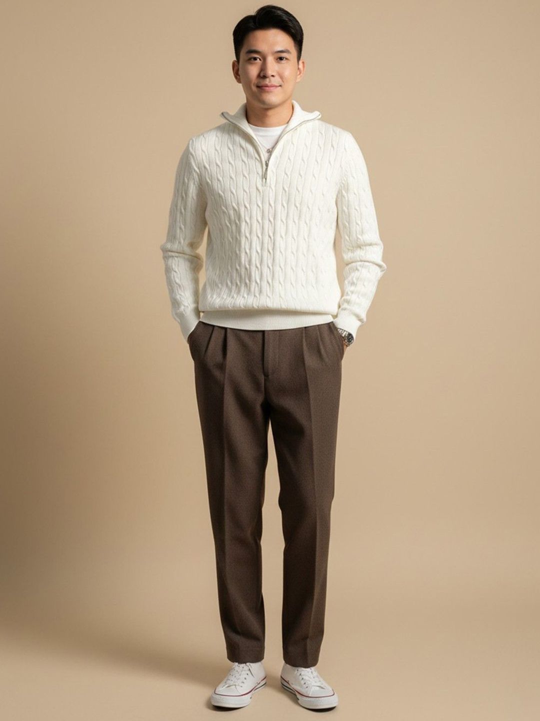 Mast & Harbour Men Cable Knit Pullover-picture-36
