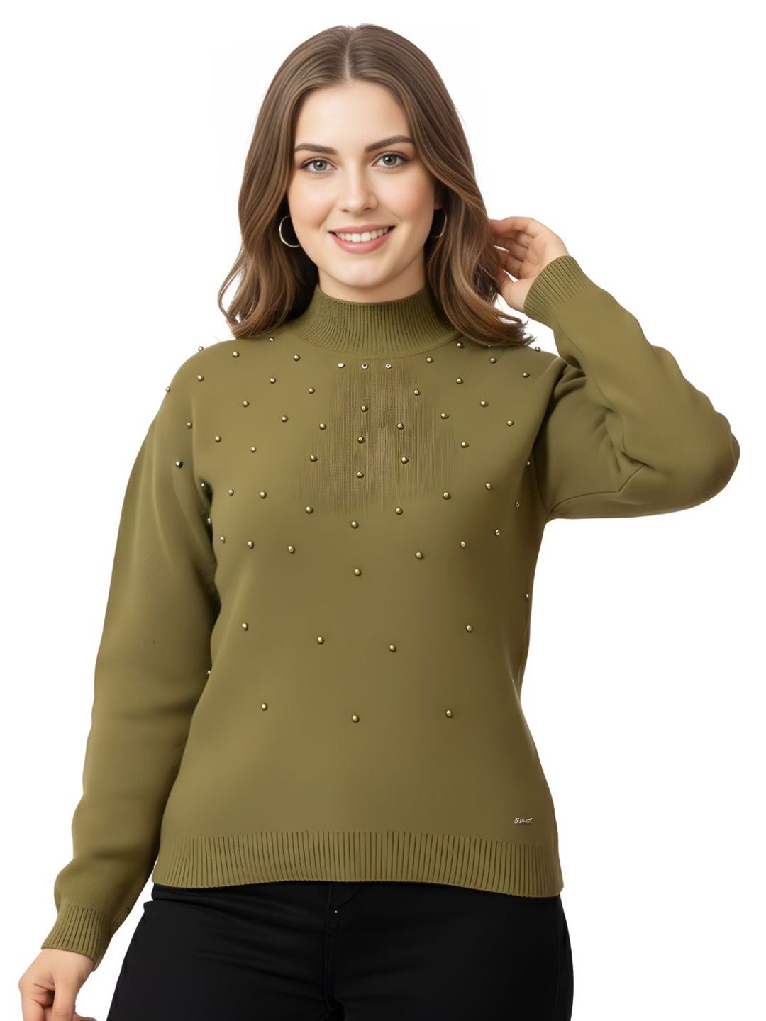LASOON Women Woollen Pullover with Embellished Detail-picture-20