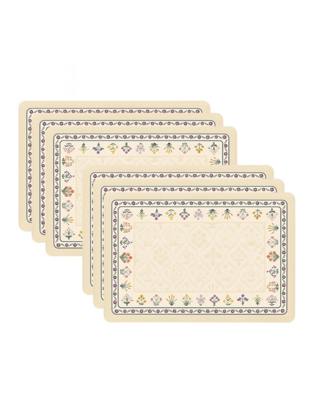 YELONA 6Pcs Beige & Green Patterned Waterproof Heat-Resistant Anti-Slip Table Placemats-image-32
