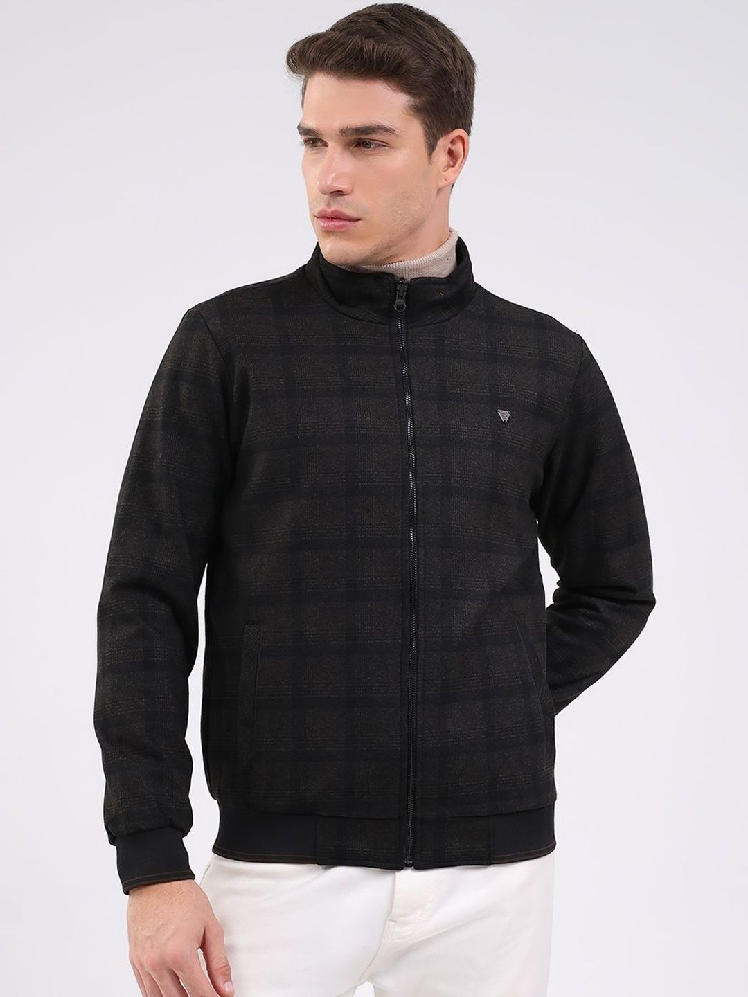 Monte Carlo Men Checked Reversible Bomber Jacket-picture-27