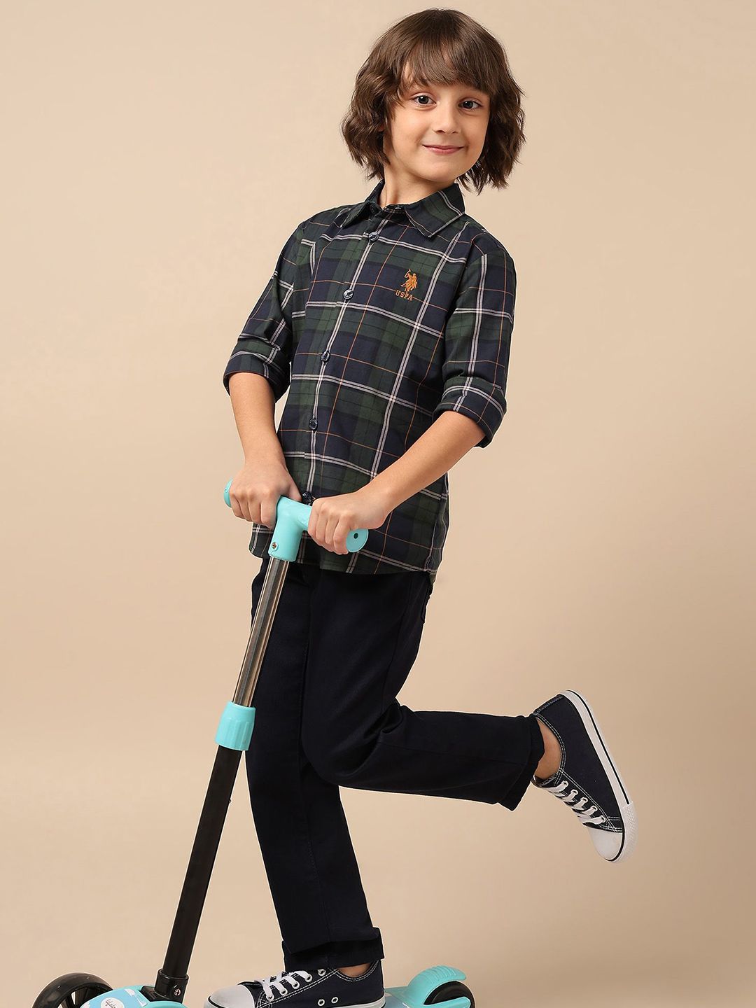U.S. Polo Assn. Kids Boys Tartan Checks Checked Casual Shirt-picture-2