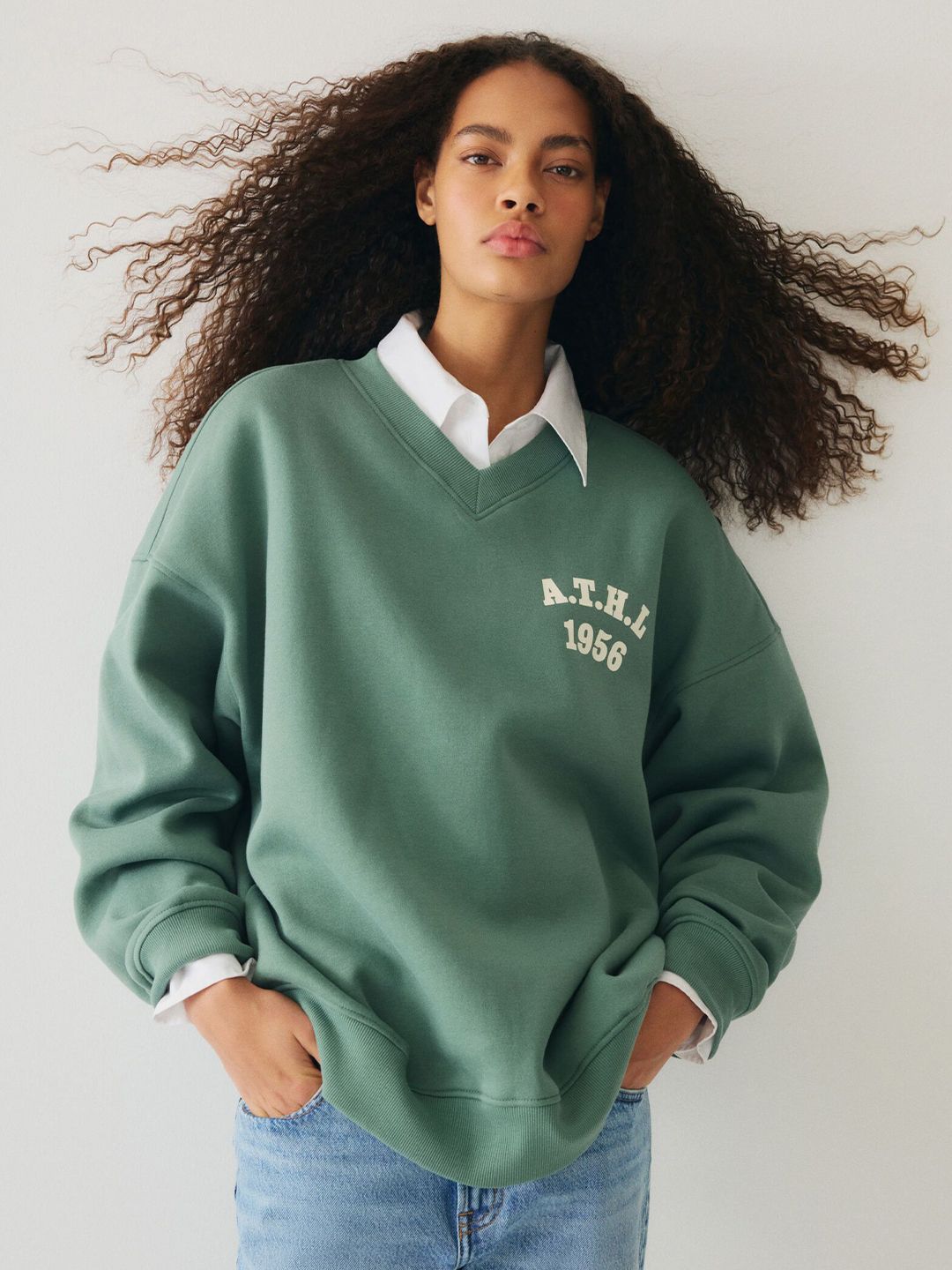 H&M Oversized V-Neck Sweatshirt-picture-38
