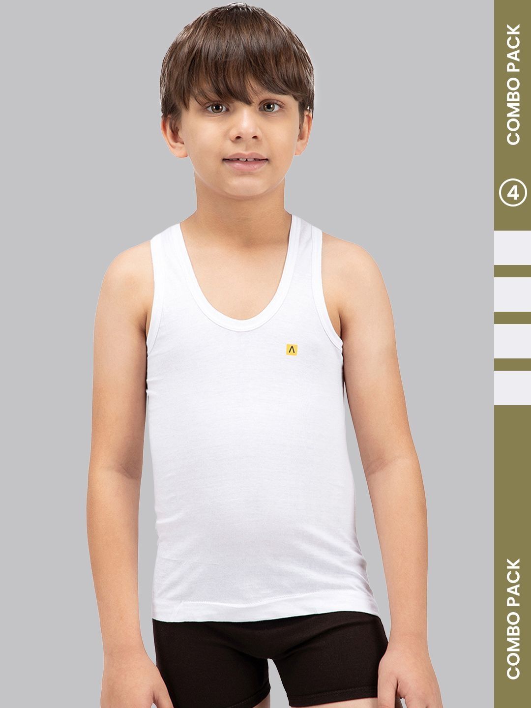 AMUL COMFY Boys Pack Of 4 Pure Cotton Undershirt Vests
