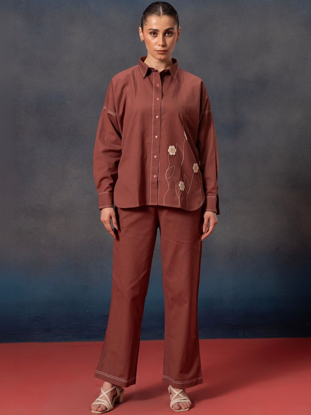 Bannos Swagger Printed Shirt Collar Shirt With Trousers Co-Ords Set-picture-35