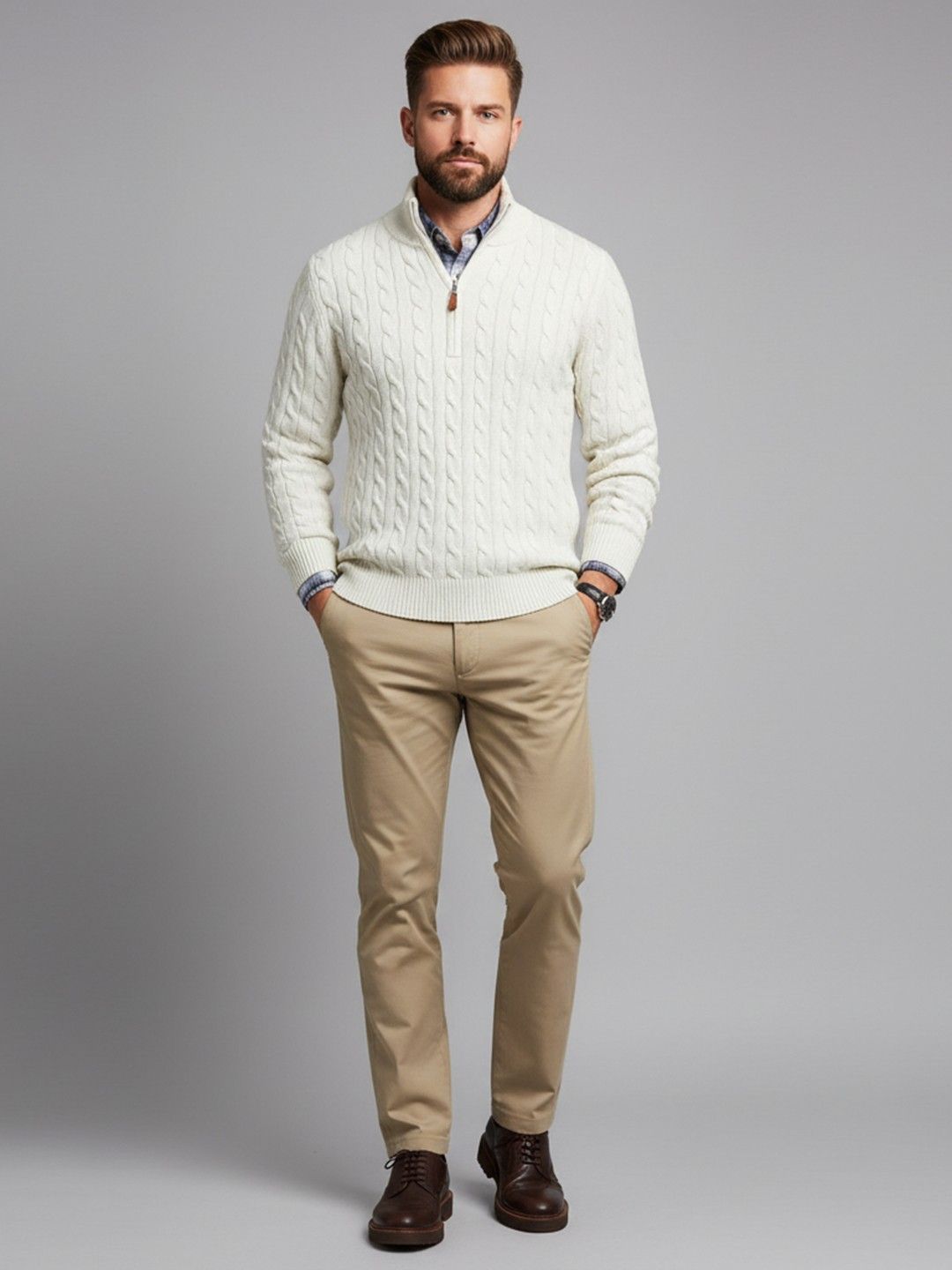 Mast & Harbour Men Cable Knit Pullover-picture-22