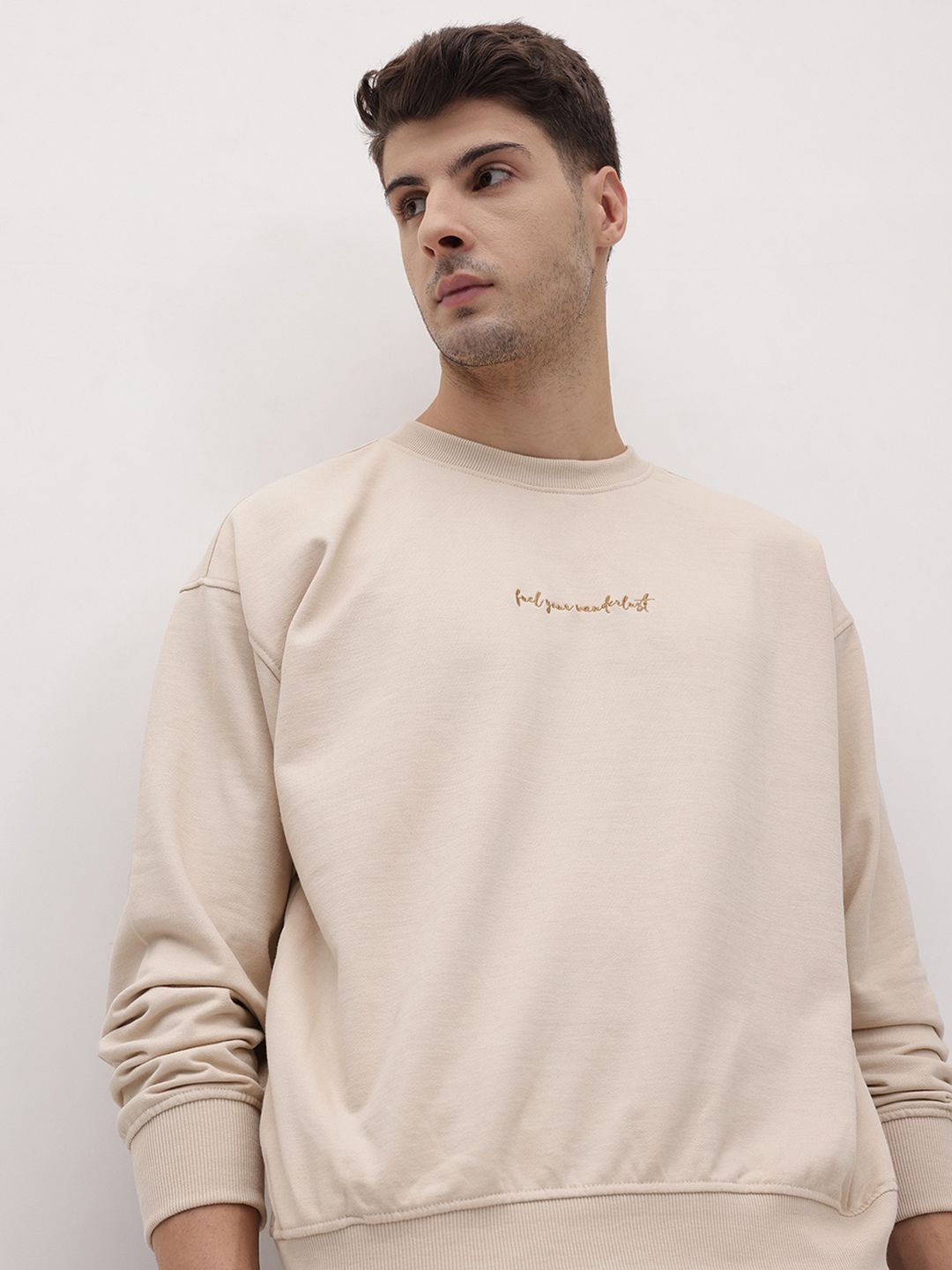 The Roadster Life Co. Solid Round Neck Fleece Pullover-picture-56