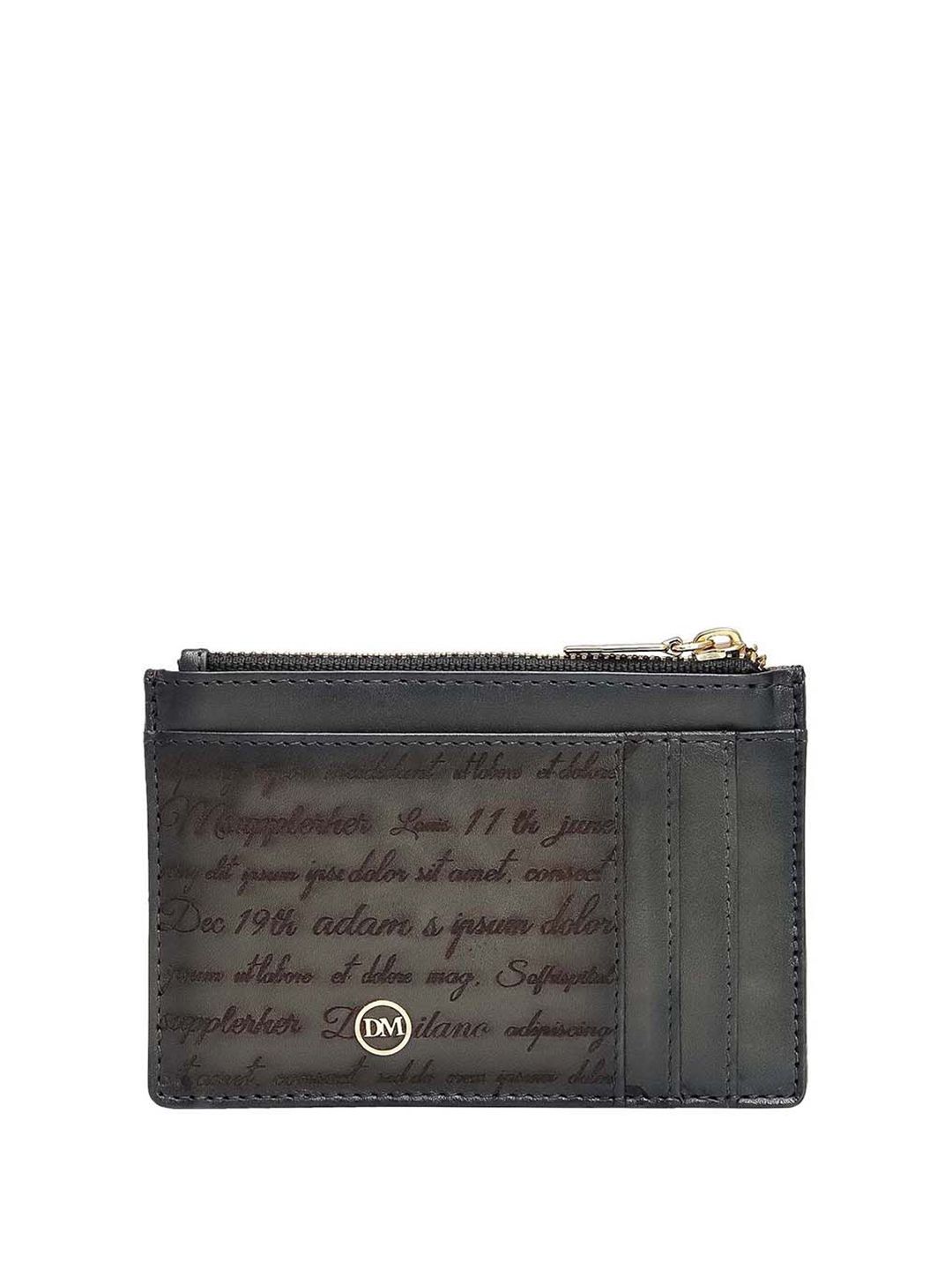 Da Milano Men Typography Printed Zip Detail Leather Card Holder-picture-19