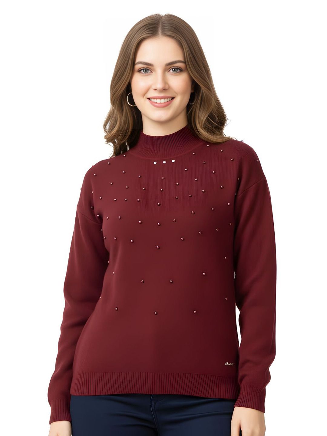 LASOON Women Woollen Pullover with Embellished Detail-picture-26