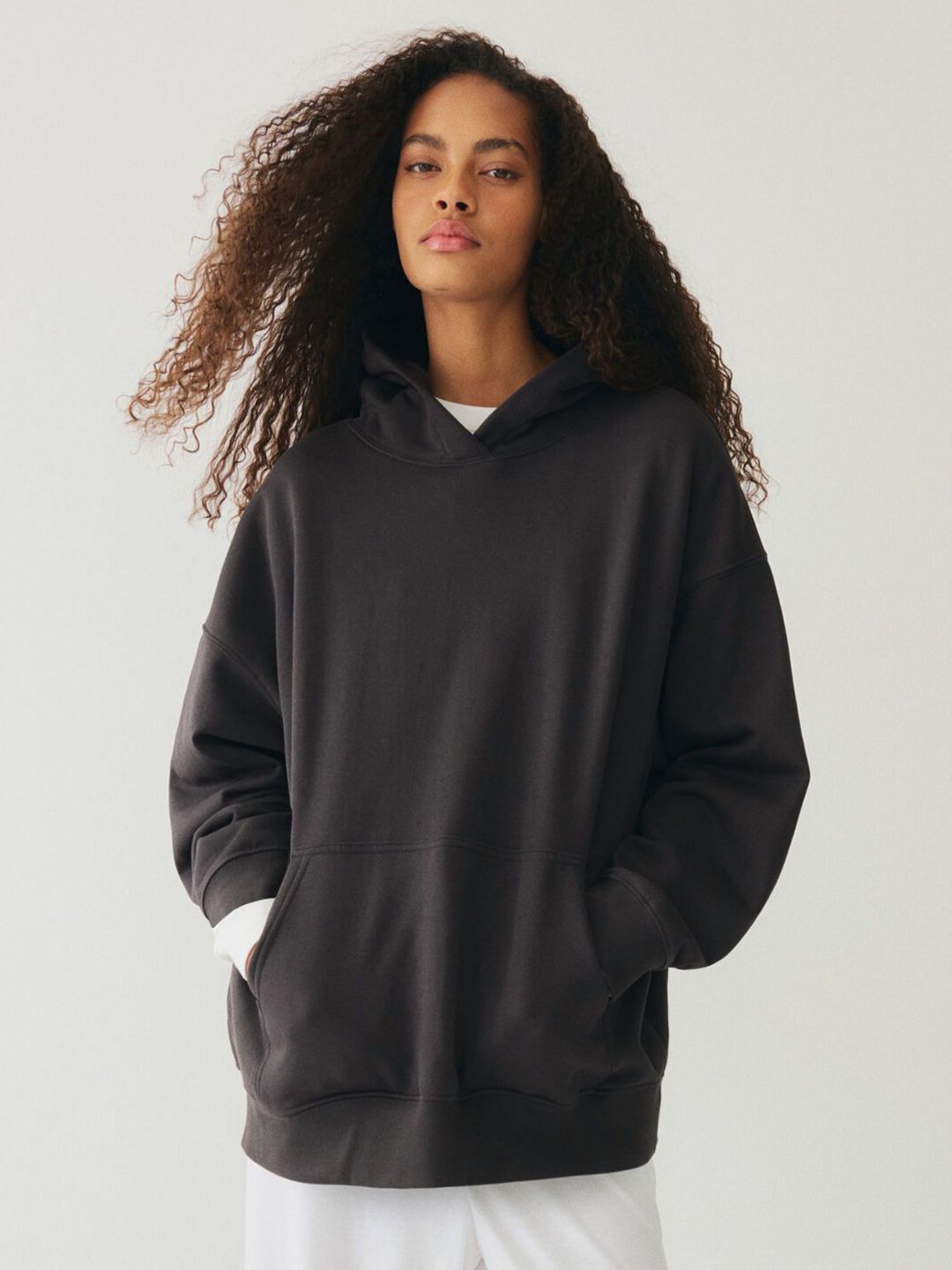 H&M Women Solid Oversized Hooded Sweatshirt-image-36