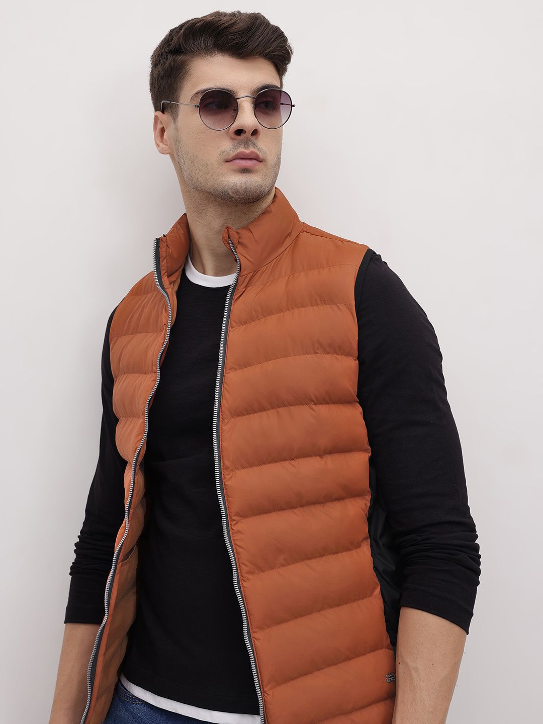 The Roadster Life Co. Mock Collar Padded Gilet Jacket-image-43