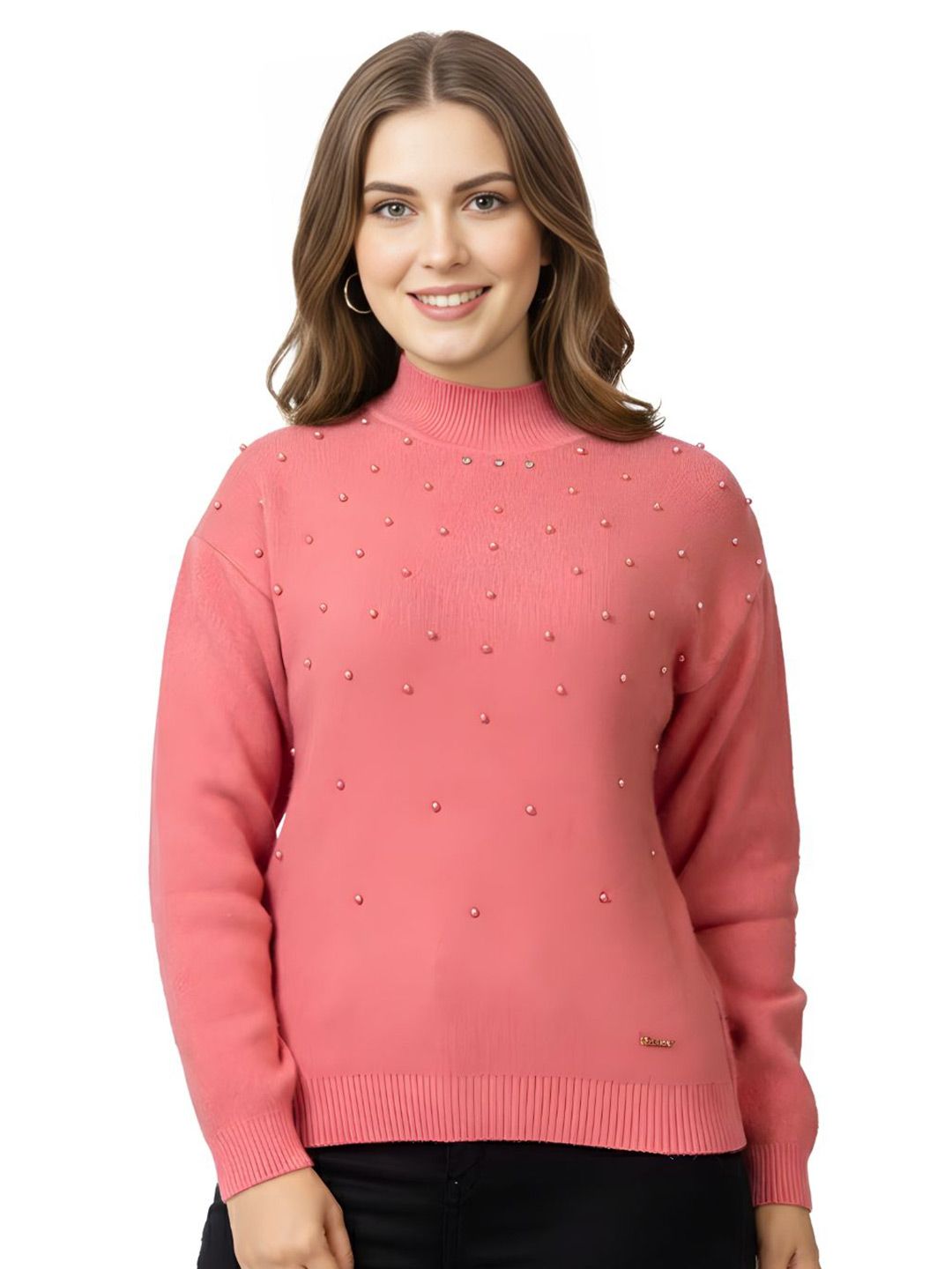 LASOON Women Woollen Pullover with Embellished Detail-picture-12
