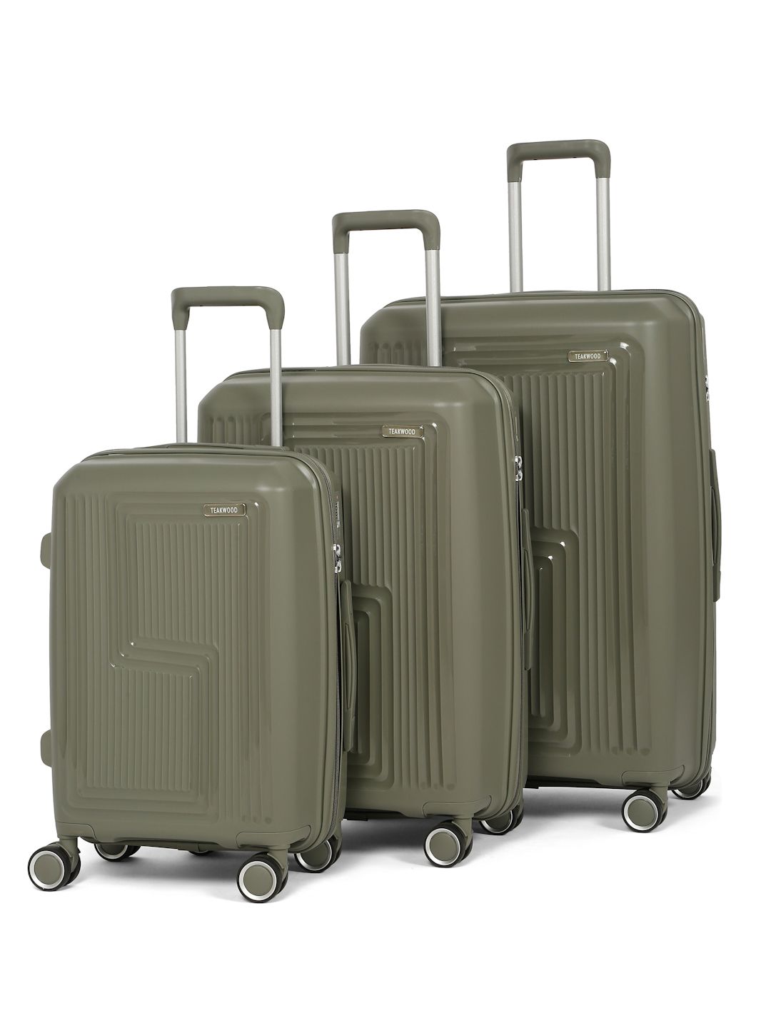 Teakwood Leathers Unisex Set Of 3 Textured Hard Suitcase Trolley Bags- 191L-image-49
