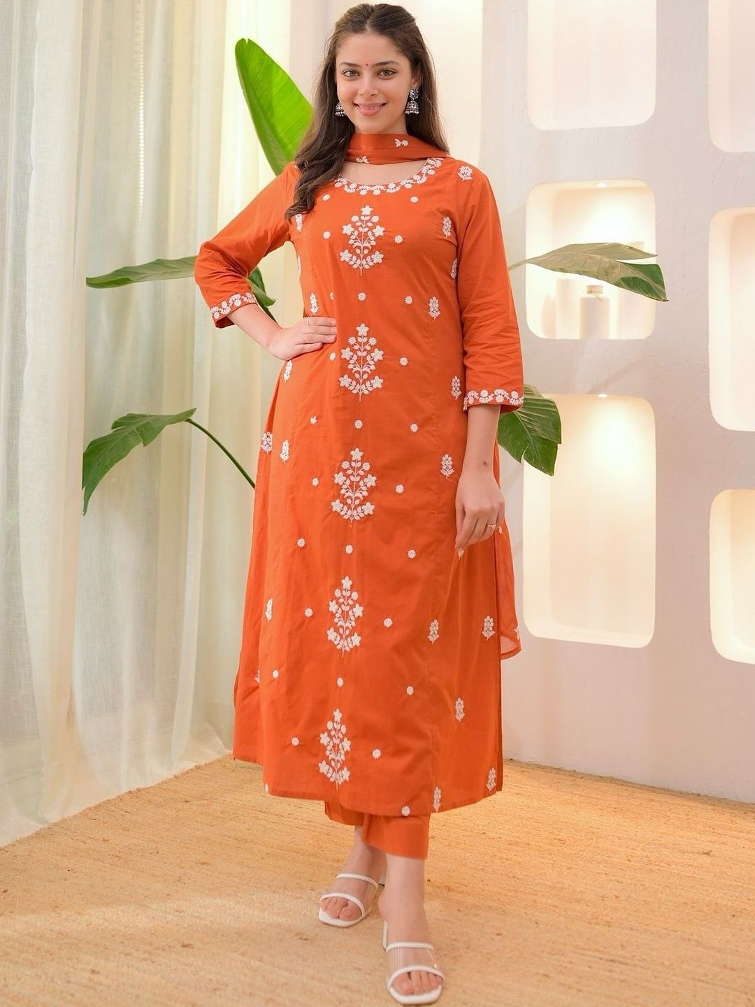 Moda Rapido Women Ethnic Motifs Embroidered Regular Thread Work Kurta with Trousers & With Dupatta-picture-19