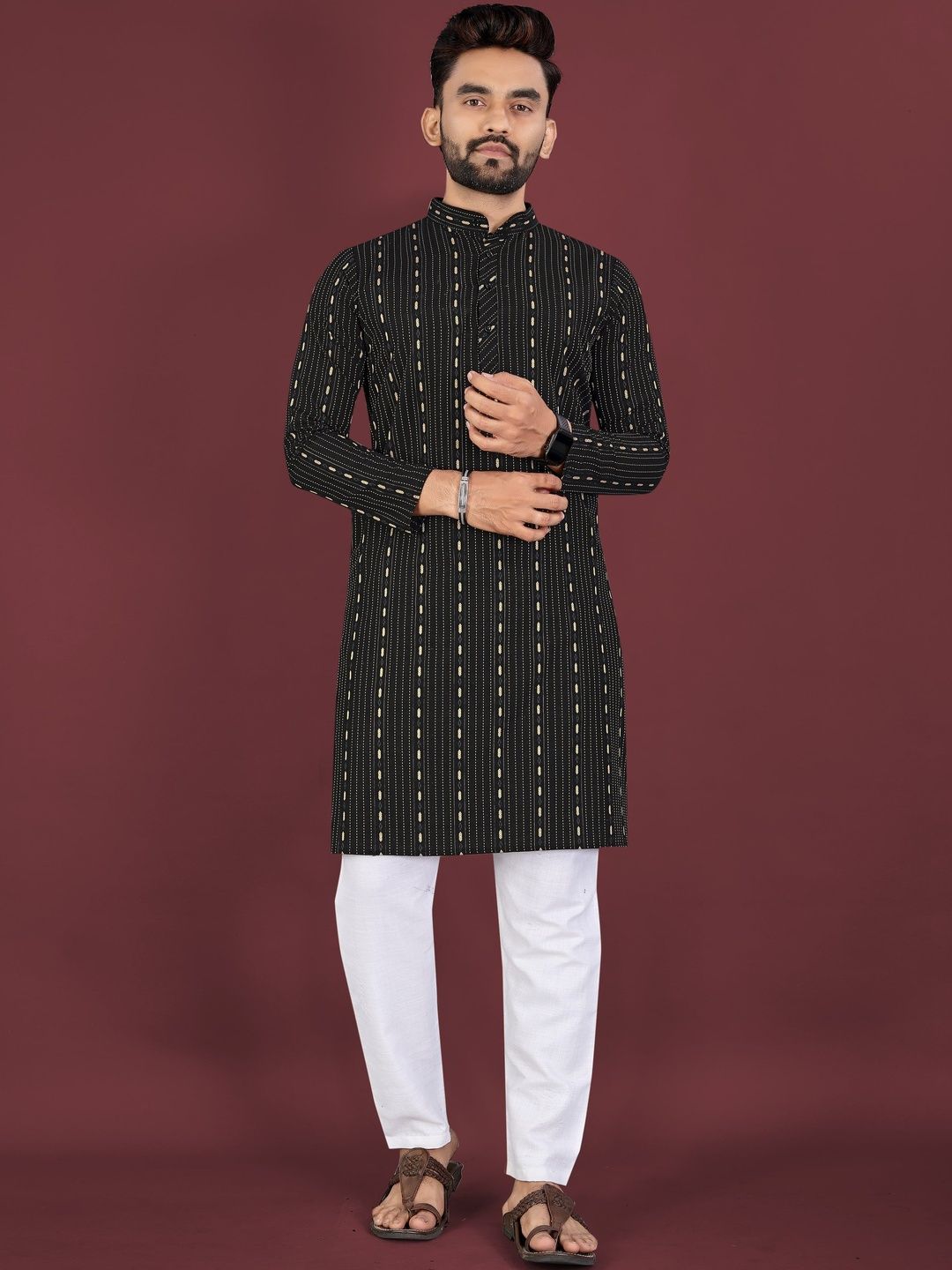 CHARLOTTE GRACIOUS Men Striped Kurta-picture-18