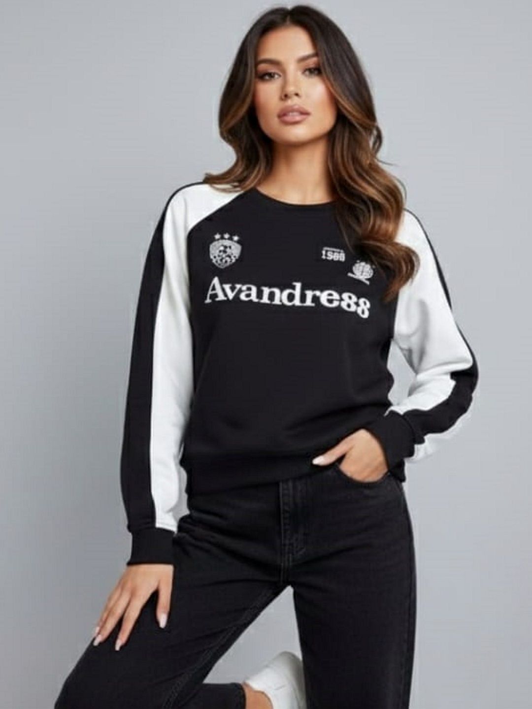 Wineberry Women Colourblocked Sweatshirt-picture-28