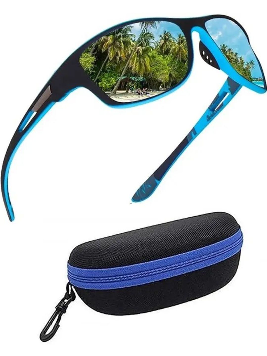 HIPE Men Blue Lens & Black Rectangle Sunglasses with-picture-37