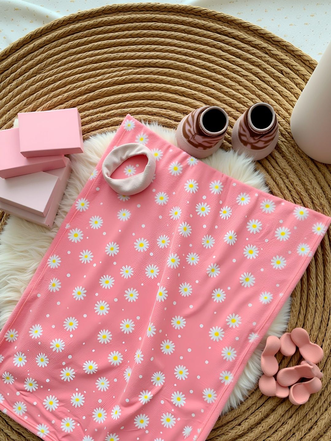 Butterthief Peach-Coloured & Pink Floral Microfiber Heavy Winter 210 GSM Blanket-image-30