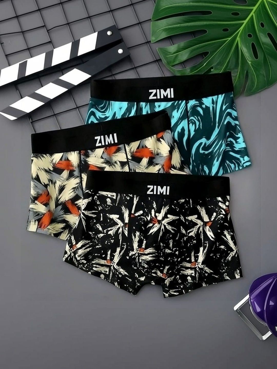 ZIMI LIFESTYLE Pack of 3 Printed Short Trunks-picture-24