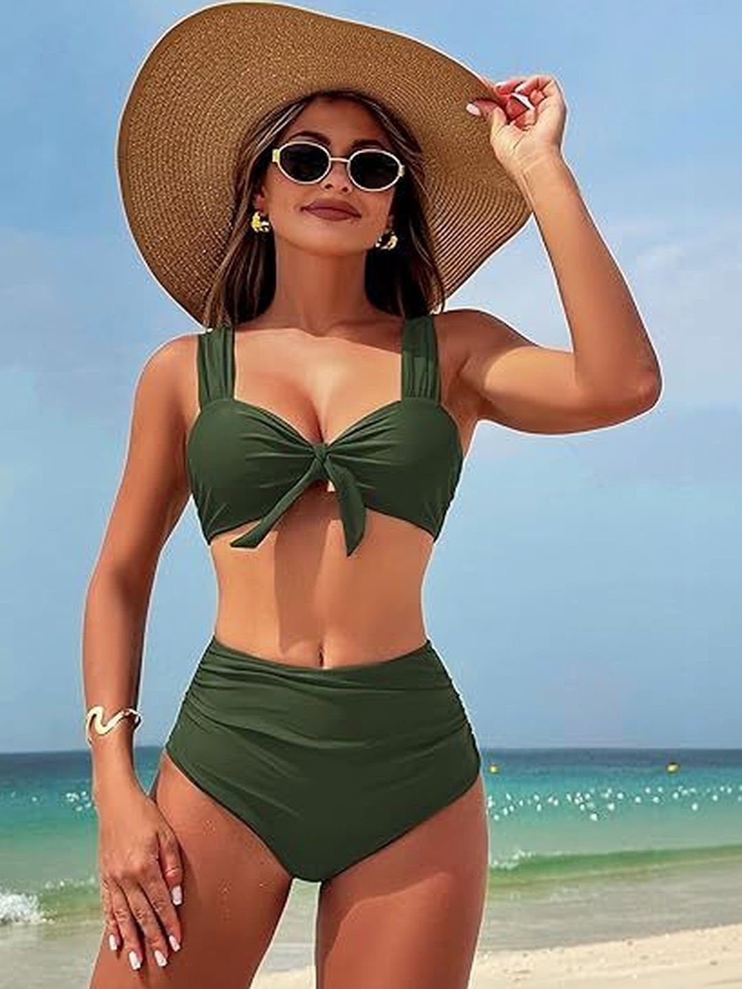 Russian Shoulder Straps Swim Bikini Set-image-10