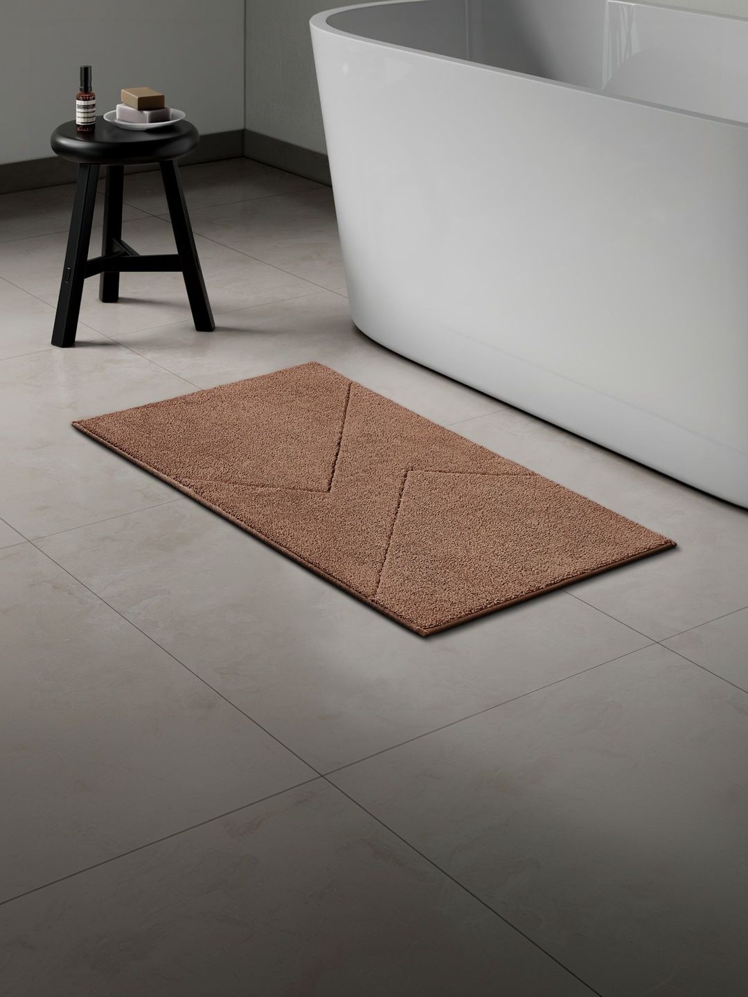 SPACES Brown Anti Skid Tufted Bath Mat-image-16