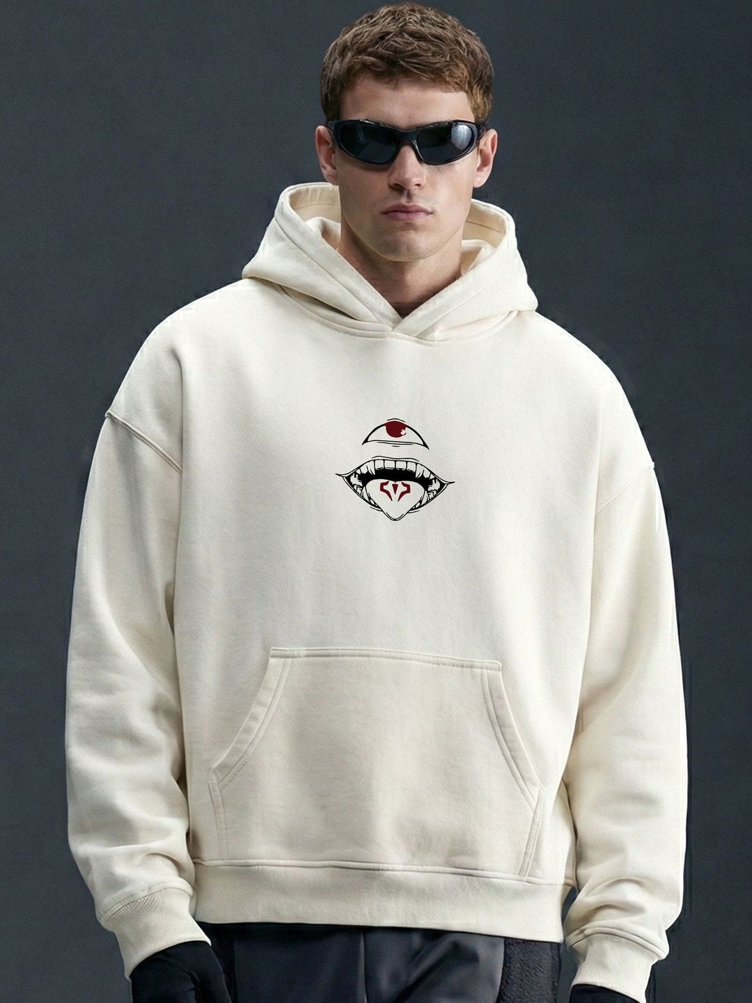 WHITE HUSK Sukuna Jujutsu Kaisen Off White Anime Printed Cotton Oversized Hoodie-picture-18