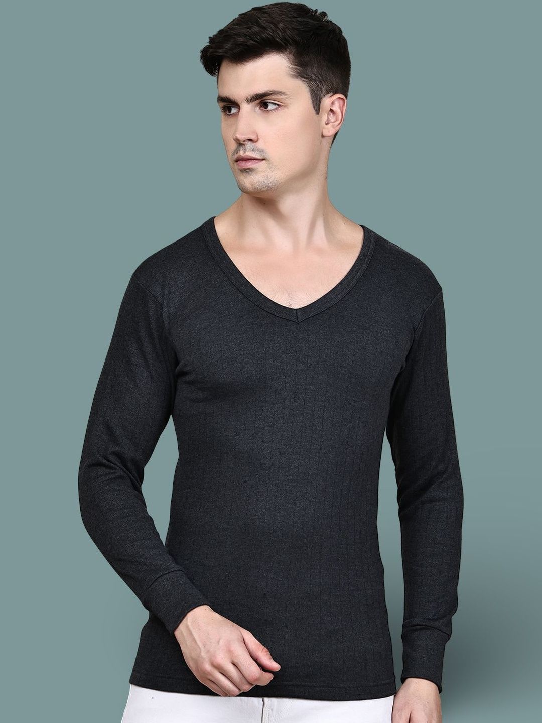 GRACIT Ribbed V-Neck Thermal Top-picture-19