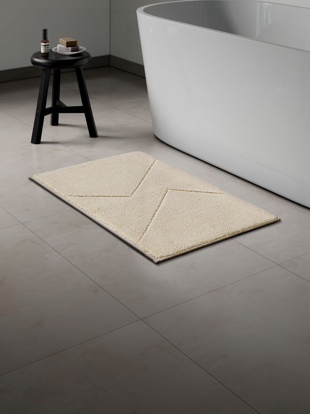 SPACES Beige Anti Skid Tufted Bath Mat-image-47
