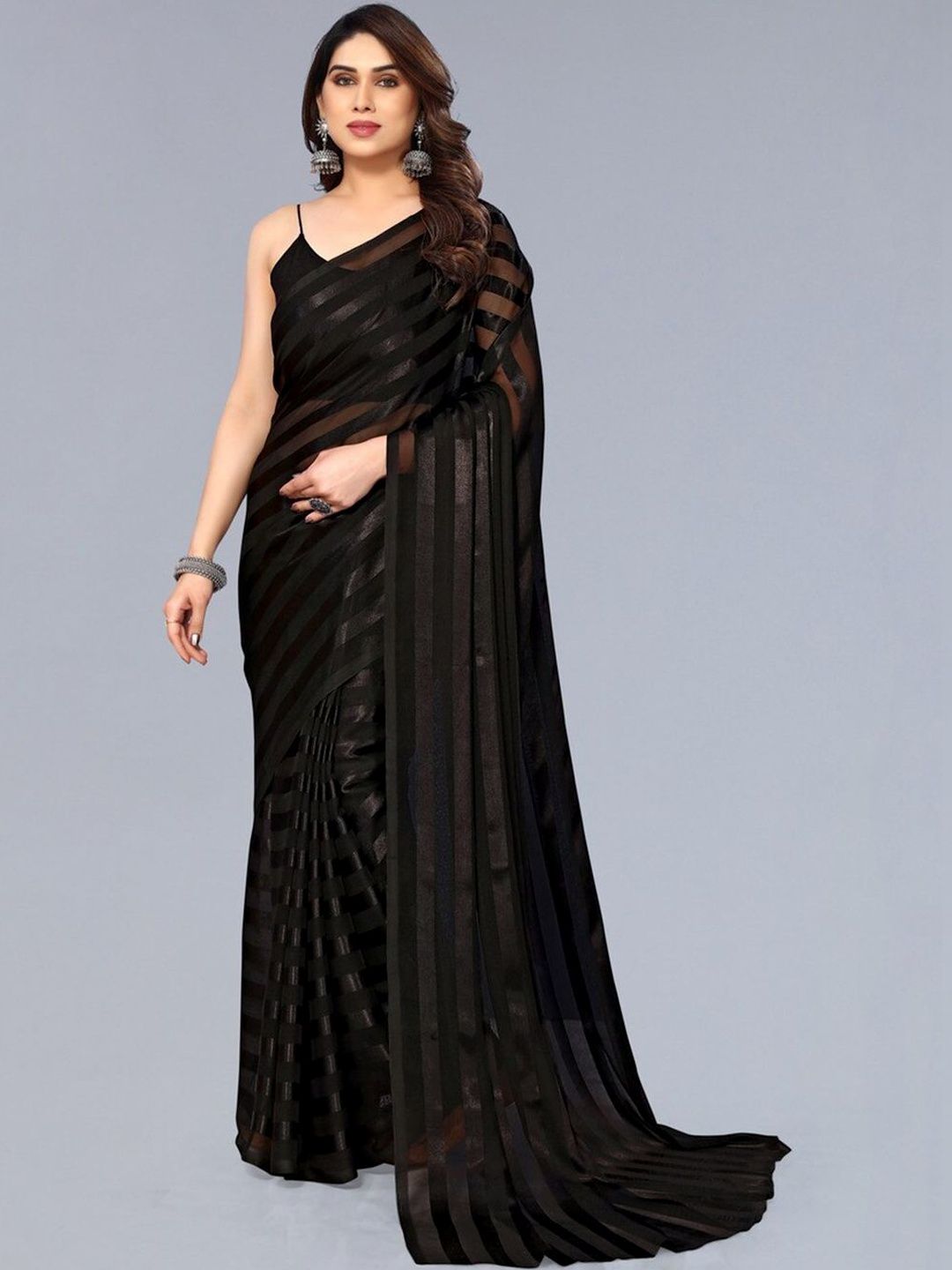 STYLETONE Striped Satin Designer Saree-image-22