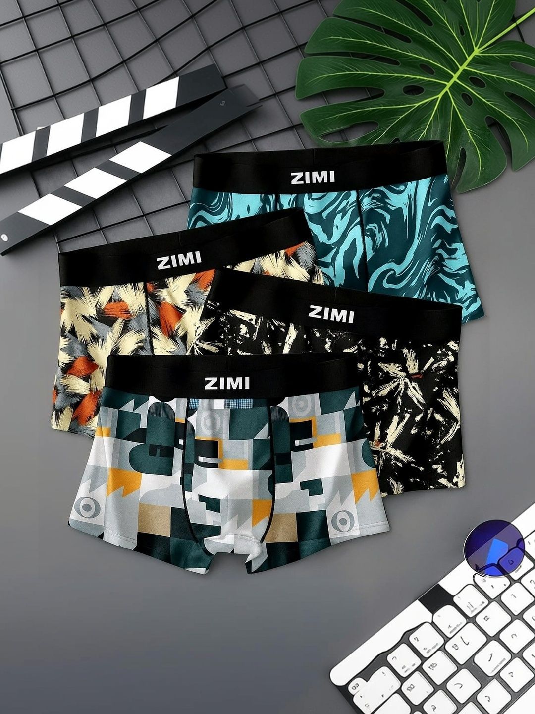 ZIMI LIFESTYLE Pack of 4 Printed Short Trunks-picture-22
