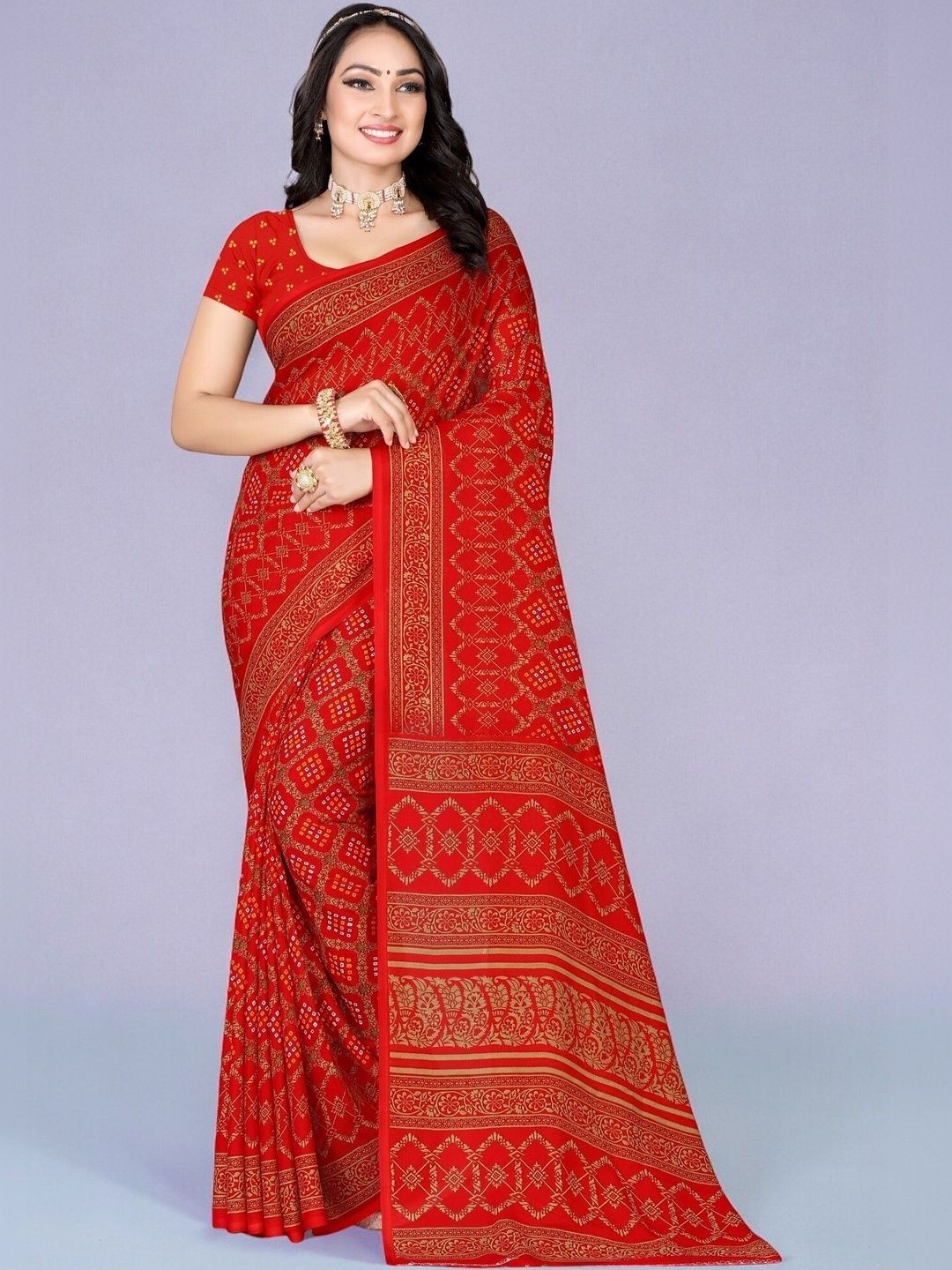 Vibhagyaa Bandhani Poly Georgette Saree-picture-11