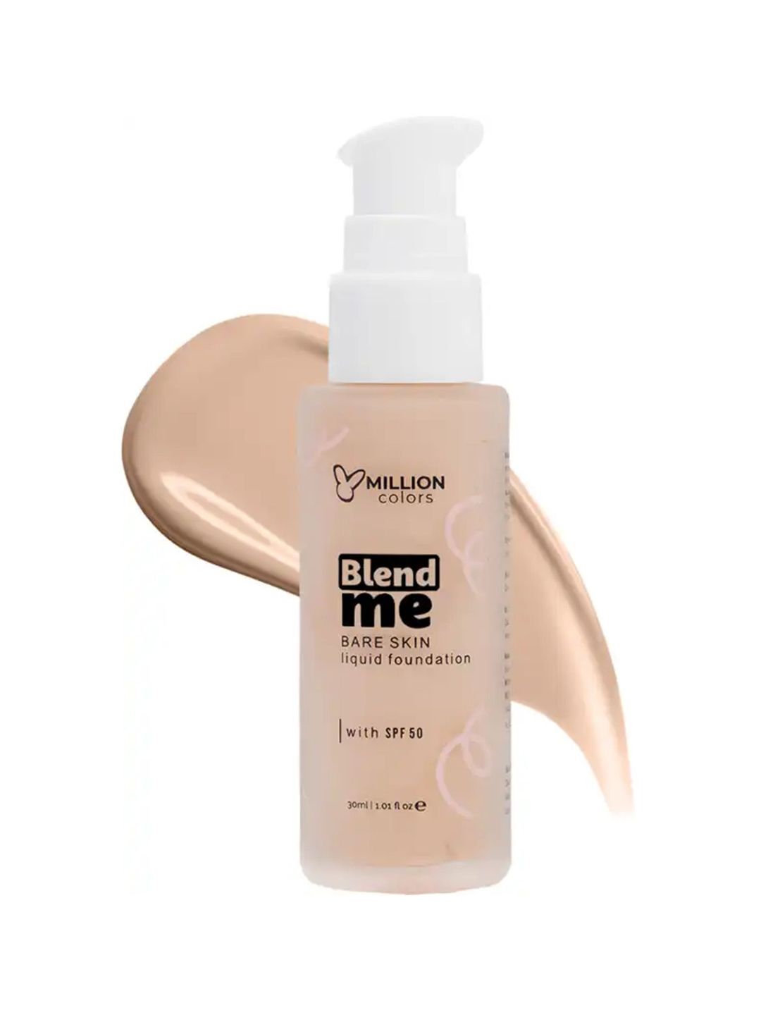 Million Colors Blend Me Bare Skin Liquid Foundation With SPF50 - 30 ml - Rose Beige 03-image-39