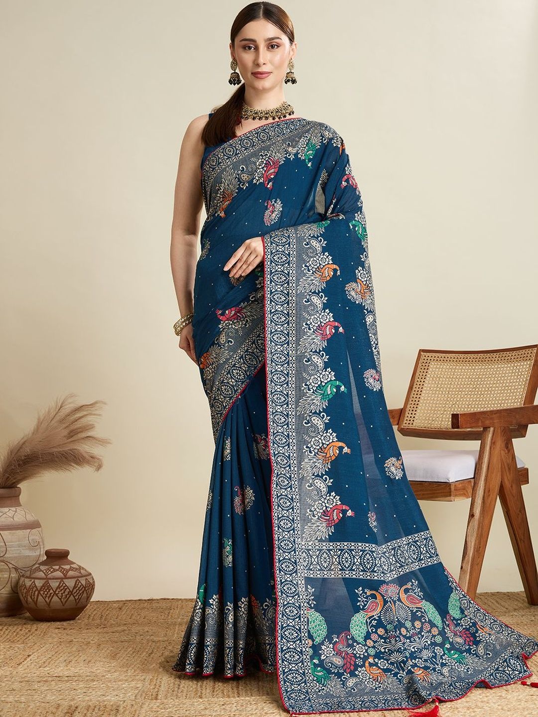 VS MALL Ethnic Motifs Pure Cotton Saree-picture-22