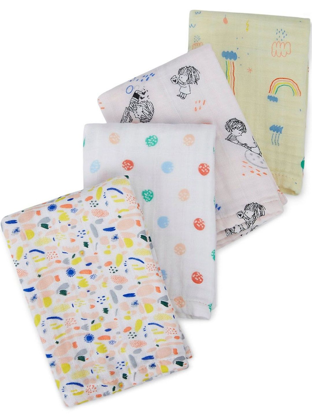 Portico Pack of 4 Infants Little Peaches 100% Cotton Burp Cloth-image-49