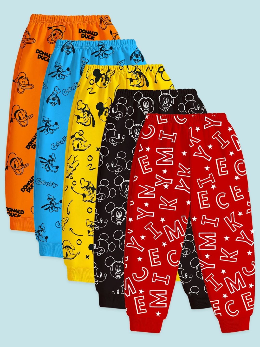 YK Disney Kids Pack Of 5 Printed Joggers Lounge Pants-picture-35