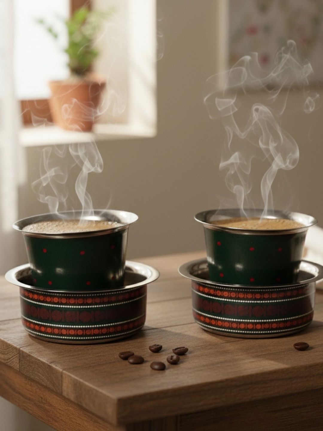 Peepul Tree Steel & Green Textured Stainless Steel Glossy Cups Set of Cups and Mugs-image-49