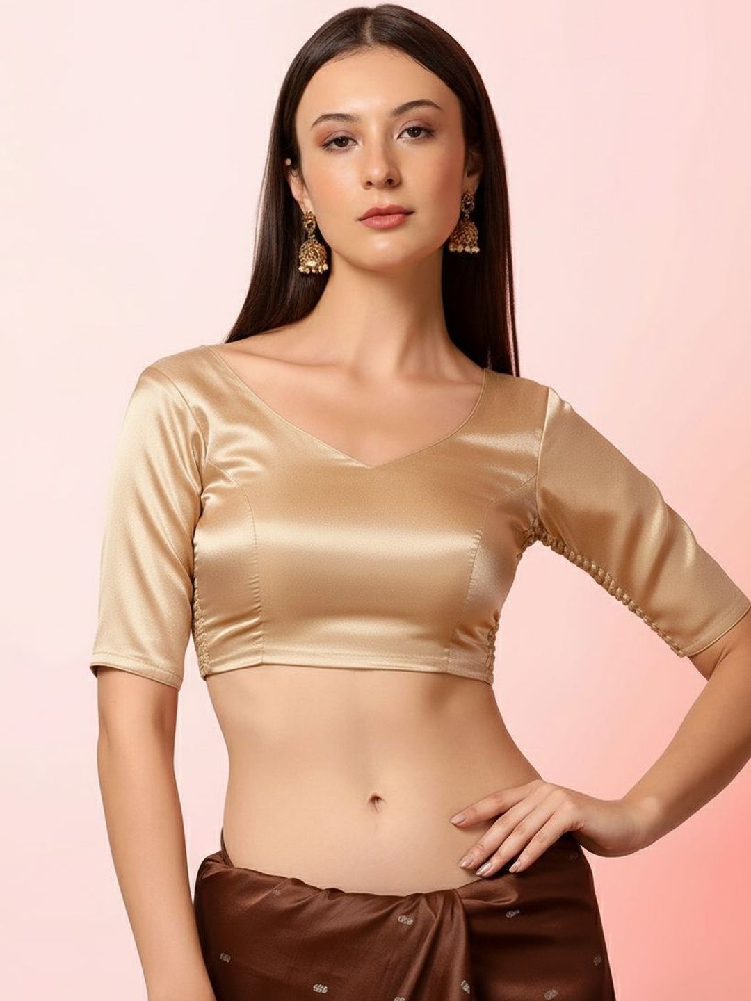 Niraha Side Smocking Stretchable Readymade Saree Blouse-image-1