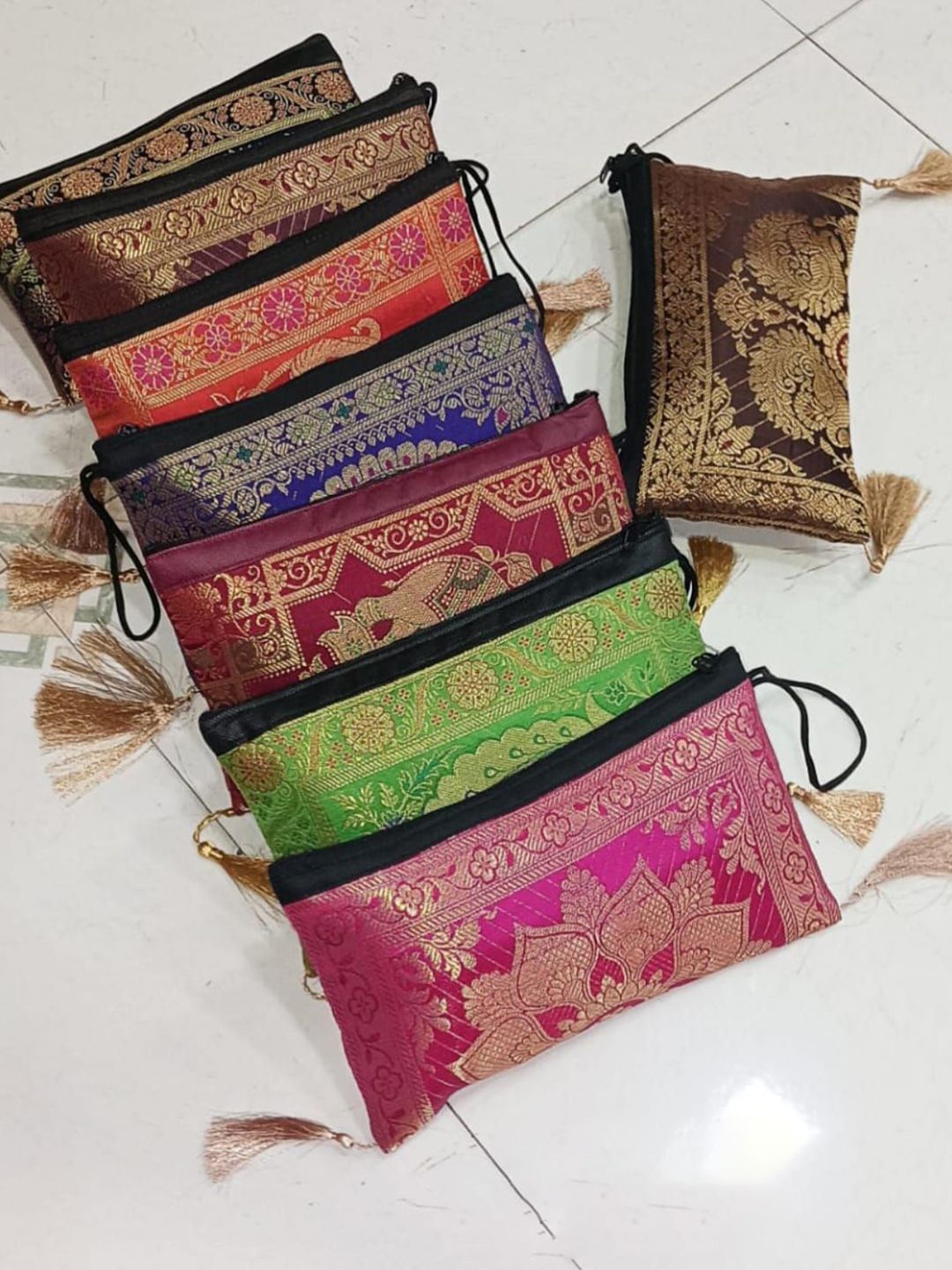 KUJRA Women Set Of 10 Banarsi Woven Design Purse Clutch-picture-32