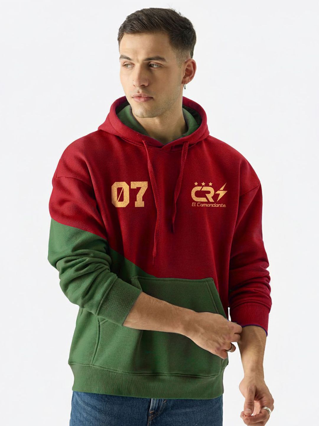 Crazymonk Men Printed Hooded Sweatshirt-picture-15