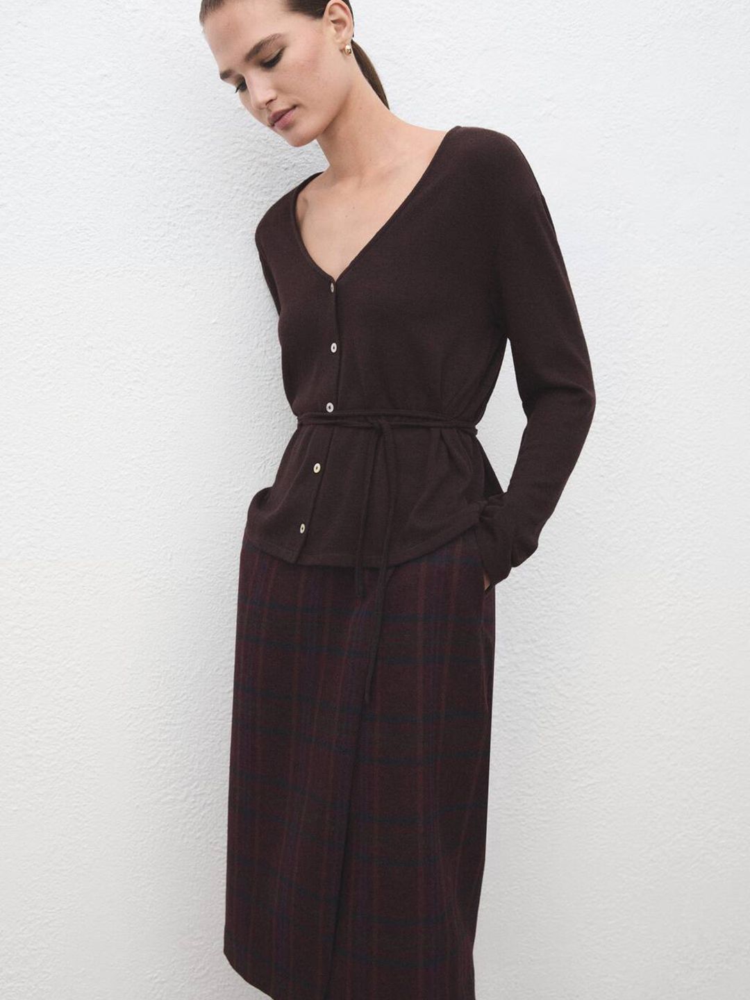 MANGO V-Neck Cardigan With Waist Tie-Ups-picture-38