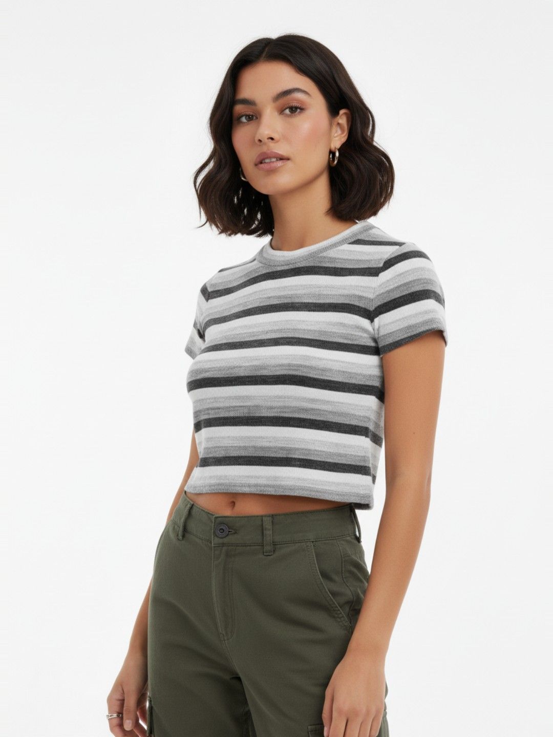 glitchez Striped Crop Pullover-image-3