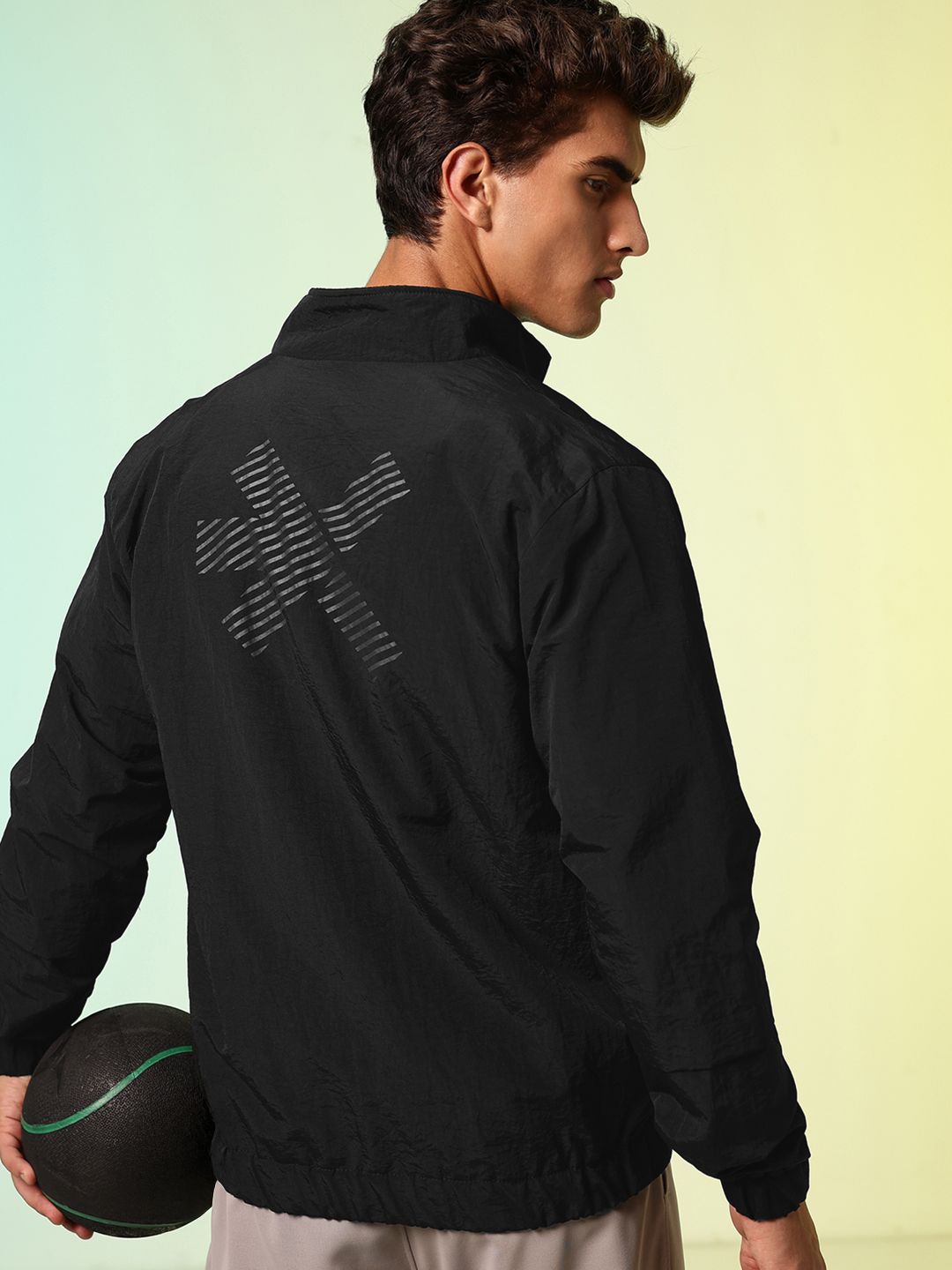HRX by Hrithik Roshan Brand Logo Printed Mock Collar Training Sporty Jacket