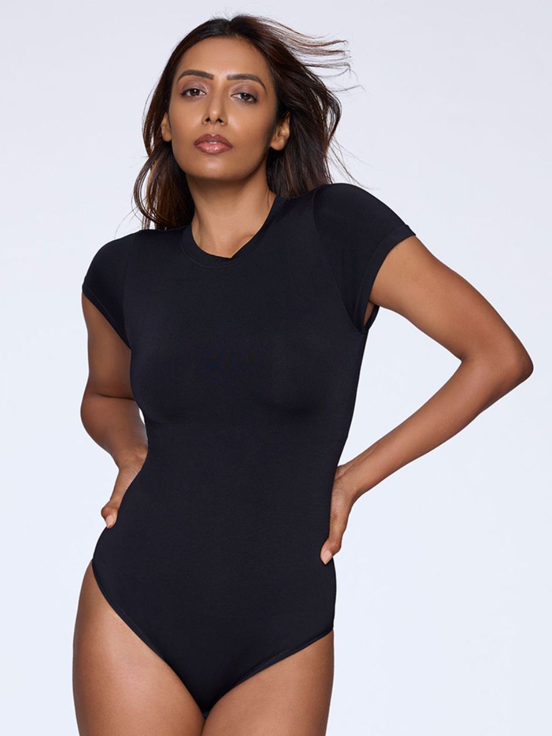 FEIER Women Solid Round Neck Crew Bodysuit-image-12