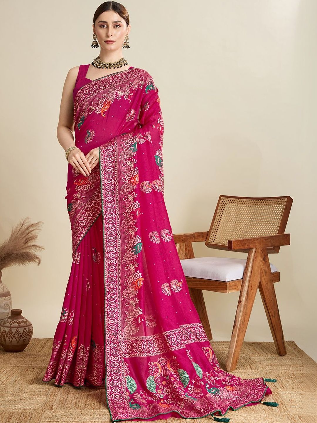 VS MALL Ethnic Motifs Zari Pure Cotton Saree-picture-13