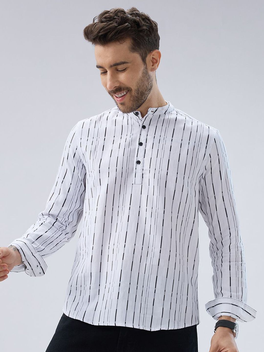 VASTRADO Men Striped Thread Work Pathani Kurta-picture-26