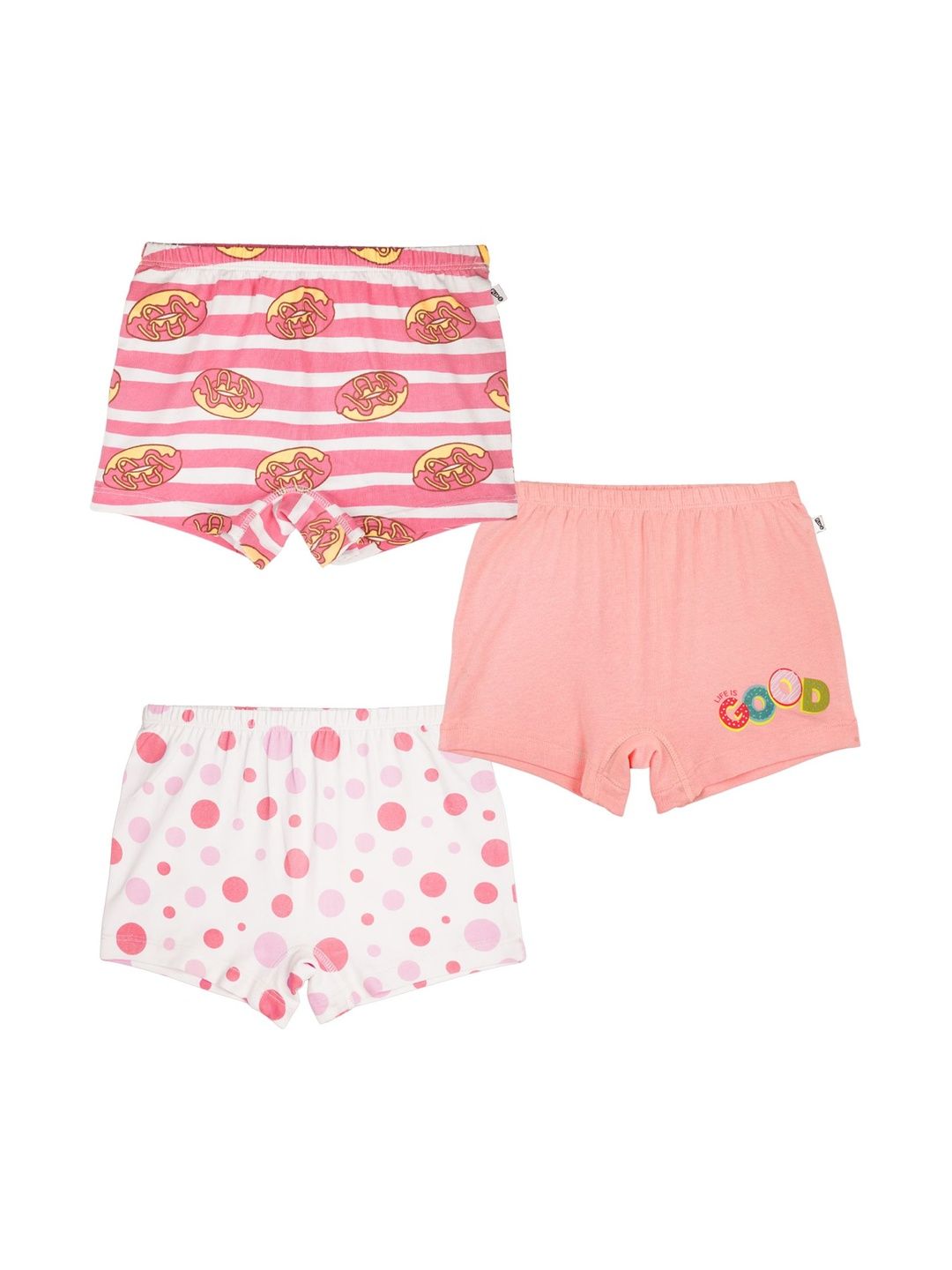 You Got Plan B Girls Pack Of 3 Printed Cotton Boxer-Style Briefs BG-DottedDonuts: 4-6-picture-15