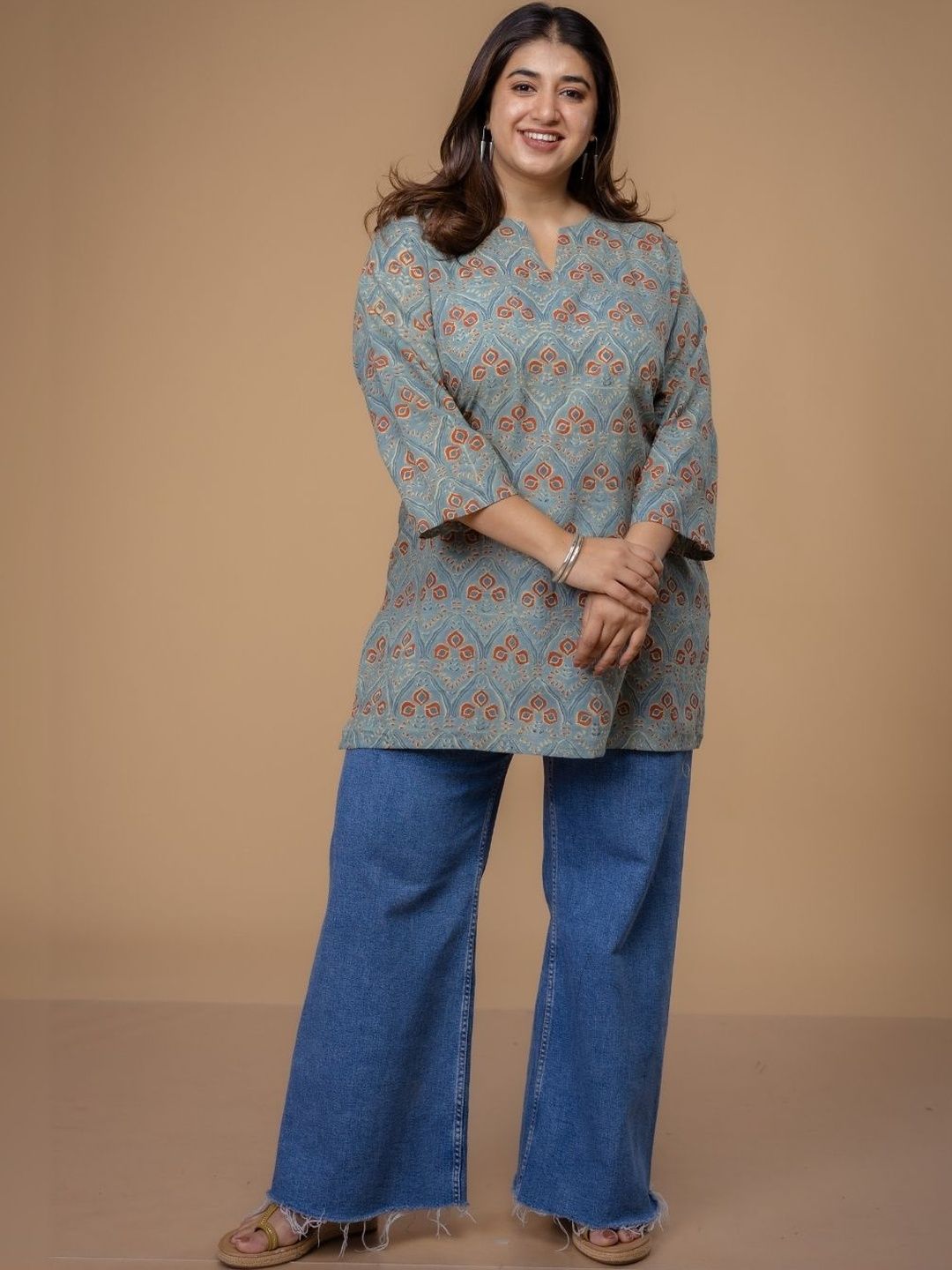 THE INDIAN ETHNIC CO Print Ethnic Cotton Top-picture-39