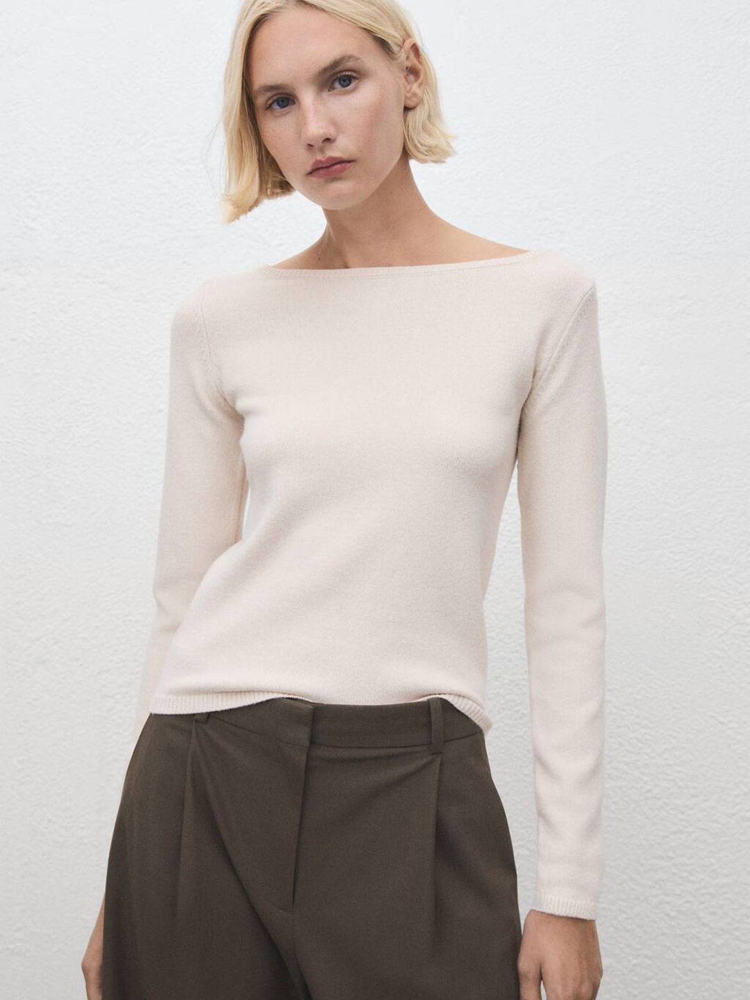MANGO Solid Boat Neck Pullover-picture-46